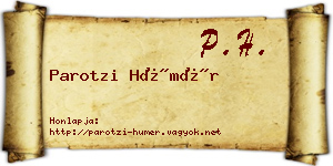 Parotzi Hümér névjegykártya